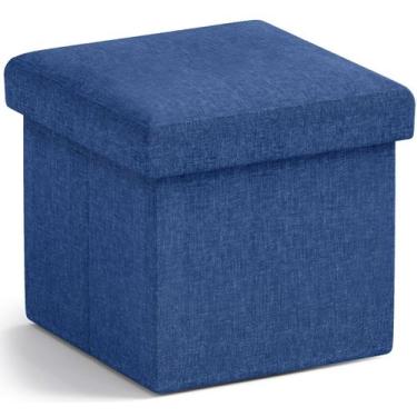 Imagem de Cubo dobrável Ottoman Ornavo Home de armazenamento 30x30x30cm azul mar