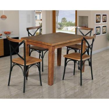 Imagem de Mesa Jantar Retangular Aurora 120X80 Com 4 Cadeiras Paris Base Alumíni