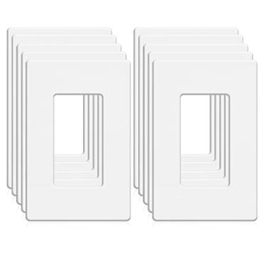Imagem de 1 Gang Tampa de tomada decorativa de placa de parede sem parafuso para tomadas elétricas, interruptor de luz, placas de parafuso oculto, tamanho 7,5 x 11,8 cm (pacote com 10)