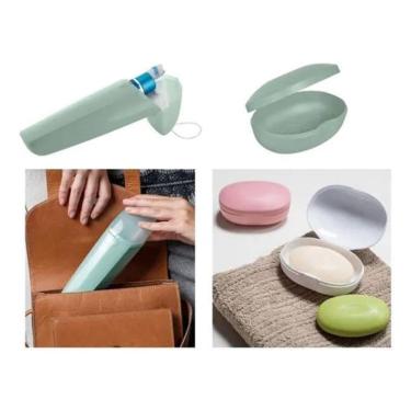 Imagem de Saboneteira Bolsa Mala Viagem Estojo Porta Escova Verde