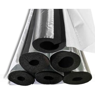 Imagem de Isolamento De Tubo De Água De 1,3 Pés Pacote De 6 Tubos De Espuma De Folha De Alumínio Retardamento 1-1/5" Espessura Auto Vedação Pré Fenda Cobertura De Isol, Silver, 43.0 mm(1-5/7")