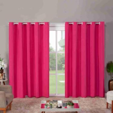 Imagem de Cortina Roma para Sala e Quarto, 300 x 220 cm, 2 Folhas, Poliéster Decorativo, Estampado (PINK)