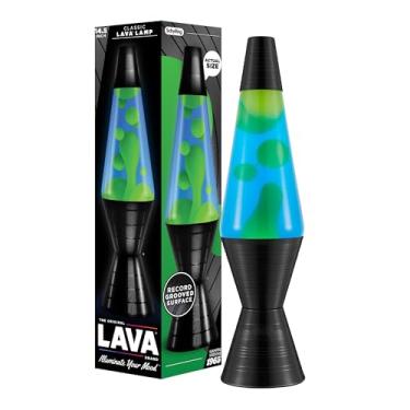 Imagem de LAVA Lâmpada – Base ranhurada para disco de vinil de 35 cm – Luz de movimento original – Líquido amarelo e azul – Item #2020