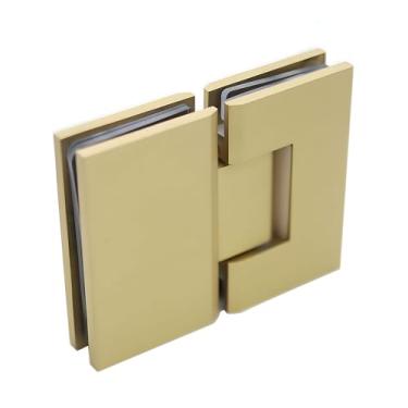 Imagem de Dobradiça de porta de vidro de latão, dobradiça de porta de chuveiro de 180 graus, kit de substituição de porta de chuveiro resistente para portas de vidro sem moldura de 10-12 mm, ouro escovado