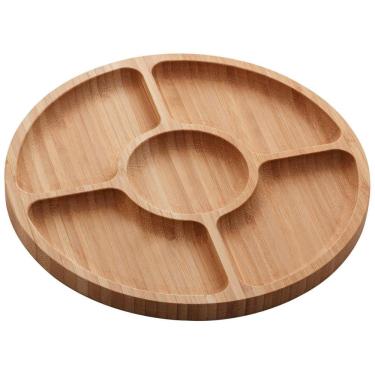 Imagem de Petisqueira Com 5 Divisórias De Bambu Round 25X25X1,6Cm