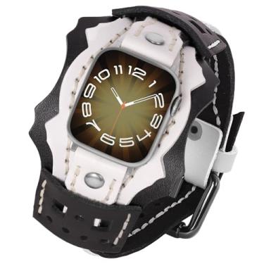 Imagem de VIQIV Pulseiras de couro masculinas compatíveis com Apple Watch Series SE/SE2/10/9/8/7/6/5/4/3 de 40 mm, 38 mm, 41 mm e 42 mm (série 10)