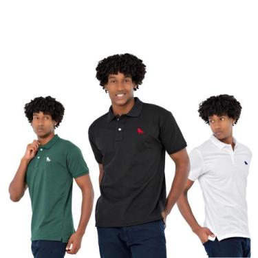 Imagem de Kit 3 Camisas Polo Masculina Camiseta Oficial Da Estilo Rei, Verde mus