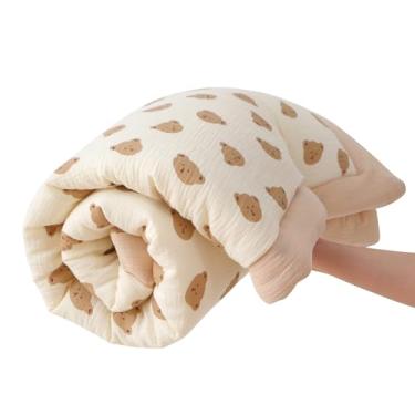 Imagem de CLoucl Edredão/colcha de musselina de algodão, cobertor infantil de musselina ultra macio e respirável, cobertores de bebê para todas as estações para meninos e meninas, lavável na máquina, 104 cm x