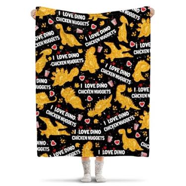 Imagem de Todeyya Cobertor de nuggets de frango, presentes para meninas e meninos, cobertores de dinossauro engraçados 3D, flanela, supermacia, de microfibra, leve, aconchegante, para sofá, 127 x 101 cm para