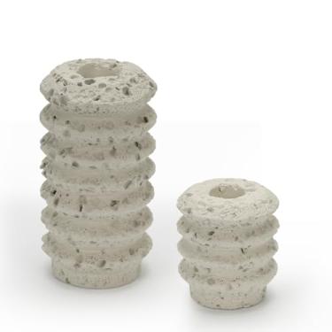 Imagem de Castiçais cônicos de concreto, conjunto de 2 castiçais decorativos de concreto natural para casamentos, festas, mesas de centro de mesa