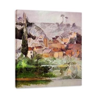 Imagem de Medan Chateau And VillagePaul CéZanne Impressão em tela pós-impressionista arte moderna decoração de pai 11,20 x 36 cm emoldurada