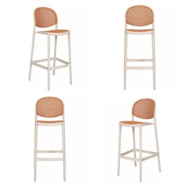 Imagem de Kit 04 Banquetas Positano Alta Polipropileno Nude - 73056 - Sun House