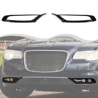 Imagem de HTHE Capa de moldura de farol de neblina frontal externa com acabamento frontal compatível com Chrysler 300/300C 2015