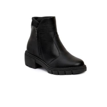 Imagem de Bota Feminina Flother Cano Curto Canelado em Napa - Beira Rio, Preto, 