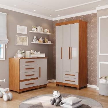 Imagem de Conjunto Quarto Infantil 2 Peças Aurora Espresso Móveis Cinamomo / Off White