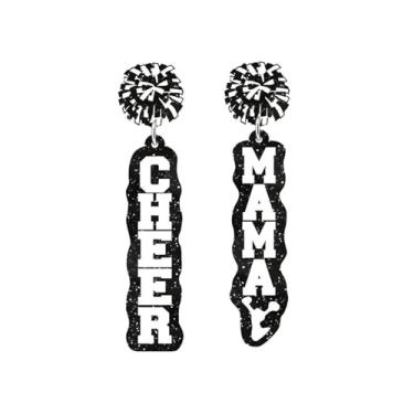 Imagem de coadipress Brincos Cheer Mama Acrílico Leve Glitter Dia de Cheerleading Game Time Sports Mom Brincos para Treinador Mãe Joias Presente, Middle, Acrílico, Sem pedra preciosa