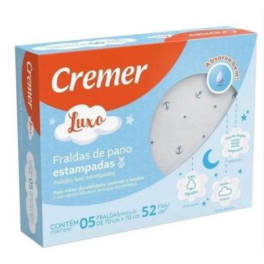 Imagem de Caixa 5 Fralda De Pano Estampa Azul 70X70Cm Qualidade Cremer