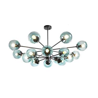 Imagem de Luminária de teto moderna de meados do século com 12 luzes Sputnik Chandeliers em azul Luminária pendente industrial vintage para sala de jantar, sala de estar e quarto Preto 16 polegadas