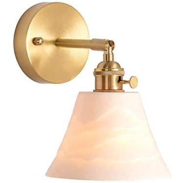 Imagem de Luminária de parede, abajur de vidro fosco branco, base para quarto, cabeceira, sala de estudo, sala de estar, corredor, luminária de parede dourada