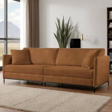 Imagem de Sofá Fixo Ravi 2 Lugares Luxo 1,70m Castellar Móbile Sintético Caramelo