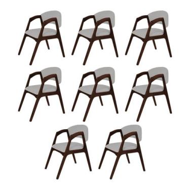 Imagem de Conjunto com 8 Cadeiras de Jantar Gabriela em Madeira e Mdf Castanho L