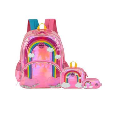 Imagem de Kit Arco Íris Mochila de Costas + Lancheira + Estojo Triplo - UP4YOU, 