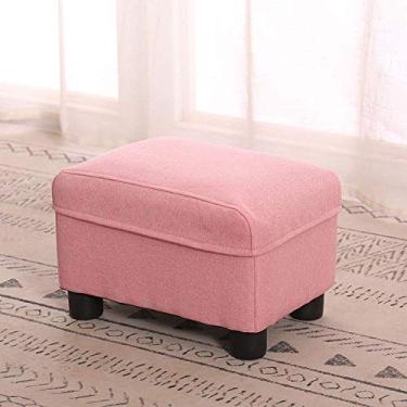 Imagem de Banqueta dobrável, banquinho para pés de otomano, banquinho pequeno, tecido otomano, 4 pernas, antiderrapante, pés de madeira maciça, moderno, casa, sala de estar, quarto, banco retangular com assento