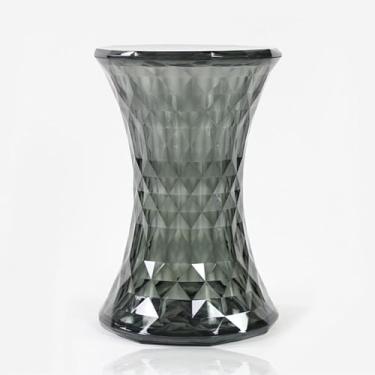 Imagem de Banqueta de descanso de pé com destaque moderno para sala de estar, quarto, bar, decoração de casa, cadeira de armazenamento de acrílico transparente, banco de armazenamento elegante e luxuoso - cinza