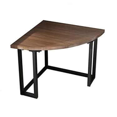 Imagem de AKALNNB Mesa de canto de madeira para PC, mesa de estudo, escrivaninha triangular para PC, laptop, mesa de canto de pinho doméstico com tapete de pés ajustável antiderrapante, mesas de escritório
