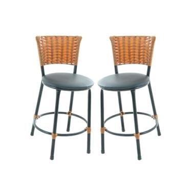 Imagem de Banqueta Baixa Fibra Sintetica Para Bar Balcão Area Gourmet (PRETO)