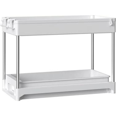 Imagem de Prateleira para pia de cozinha, organizador e armazenamento removível debaixo do lavatório, armário deslizante de 2 níveis, organizador de cesta, gavetas, armário de casa de banho, organizador com g