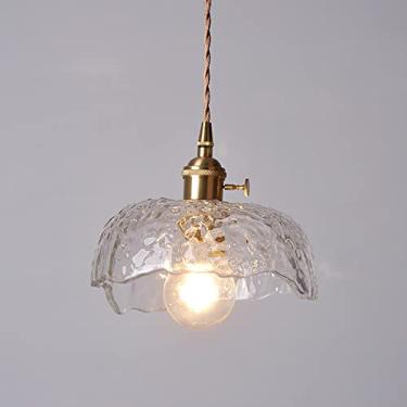 Imagem de YQSLQZZ Lustre de ilha de cozinha japonesa, luminária pendente de vidro para sala de jantar, iluminação decorativa acima da mesa de jantar, 1 luz de teto suspensa, altura ajustável