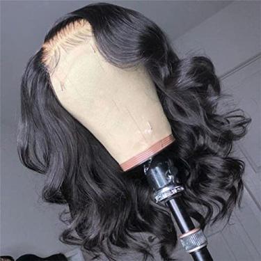Imagem de Peruca Full Bob Cabelo Humano Ondulado 4x4 HD Fechamento Frontal Perucas para Mulheres Negras Densidade 180% Sem Cola Linha do Cabelo Virgem Brasileiro Cor Natural 30,48 cm