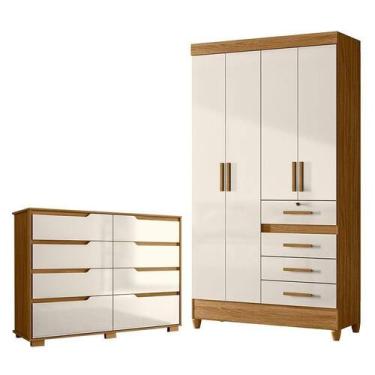 Imagem de Guarda Roupa Solteiro Sobral e Cômoda Georgia Freijó Off White  Moval