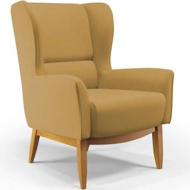 Imagem de Poltrona Fixa Base De Madeira D02 Veludo Mostarda C-260 - GRAN BELO