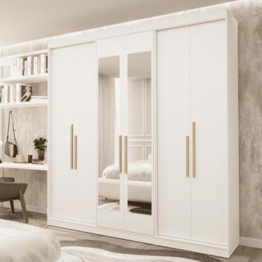 Imagem de Guarda Roupa Casal 6 Portas Lugano MDF com Espelho - Edez