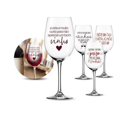Imagem de 1 Taça De Cristal Grande Personalizada Com Frases De Vinho 510ml Ideia De Presente Não Desbota (Vida)