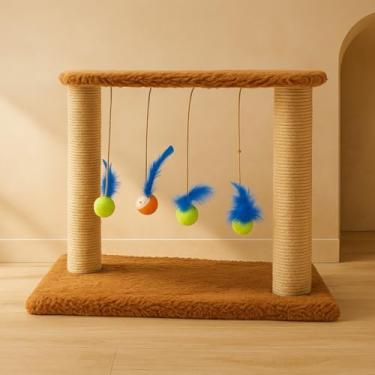Imagem de Arranhador Brinquedo Suspenso com Sisal – Gatos Ativos e Curiosos (Marrom)