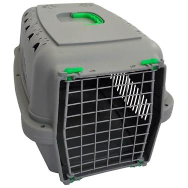 Imagem de Caixa Transporte Pet Grande Pequena Média Cachorros Gatos Coelhos Portinha de Aço(Verde,Nº 2 - Animais até 10Kg)