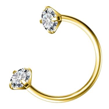 Imagem de Hoeudjo Anel de nariz em ferradura de aço cirúrgico 18G para mulheres com rosca interna dupla joia piercing de nariz tamanho 8 mm, Metal, Zircônia cúbica