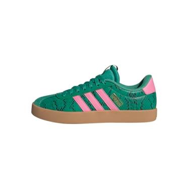 Imagem de adidas Tênis feminino VL Court 3.0, Verde/rosa brilhante/dourado metálico, 34