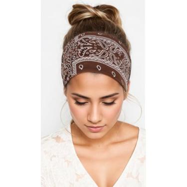 Imagem de Bandanas largas para mulheres, cabelo macio que não escorrega, faixa de cabeça africana café