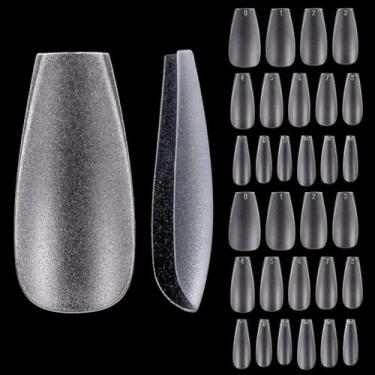 Imagem de Pontas de unhas de gel para arte de unhas, 240 peças de caixão médio fosco pré-moldado transparente cobertura completa unhas postiças para esmalte de arte em gel, extensões de unhas de imersão unhas