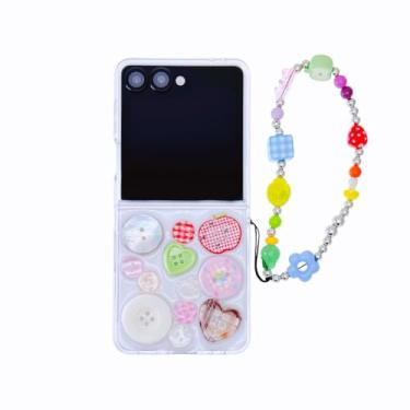 Imagem de NiceKing Capa protetora rígida transparente para Galaxy Z Flip 7 com botão 3D fofa, compatível com Samsung Galaxy Z Flip7 Zflip7 Z7 Z7