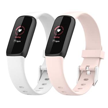 Imagem de Hoopyeecase pulseira de relógio Compatível com Fitbit Luxe Bands ，Suave Silicone Esporte À prova d'água Quick Release Respirável Substituição Pulseiras de relógio Acessórios para mulheres homens