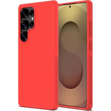 Imagem de Nillkin Capa para Samsung Galaxy S25 Ultra - fina e resistente - Capa S25 Ultra compatível com bolso, com proteção de porta, vermelha