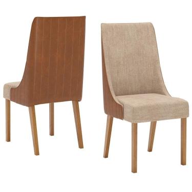 Imagem de Kit 2 Cadeiras Estofadas Ivy Corano Caramelo Suede Creme Henn Corano Caramelo Suede Creme