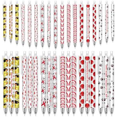 Imagem de Sayglossy Caneta esferográfica com fita vermelha, 50 peças, diga não à conscientização sobre drogas, fita vermelha para AIDS/HIV, sobrevivente de câncer, prevenção de drogas, evento de caridade