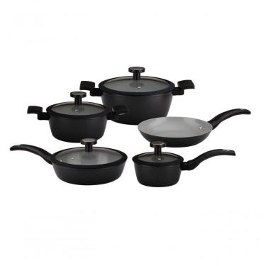 Imagem de Conjunto De Panelas Noir 5 Peças Em Cerâmica De Indução Kenya Preto