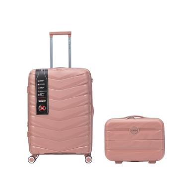 Imagem de Mala Bordo Expansível Cadeado TSA Original Antifurto Padrão ANAC Rodas Duplas 360° Removíveis + Frasqueira Rose